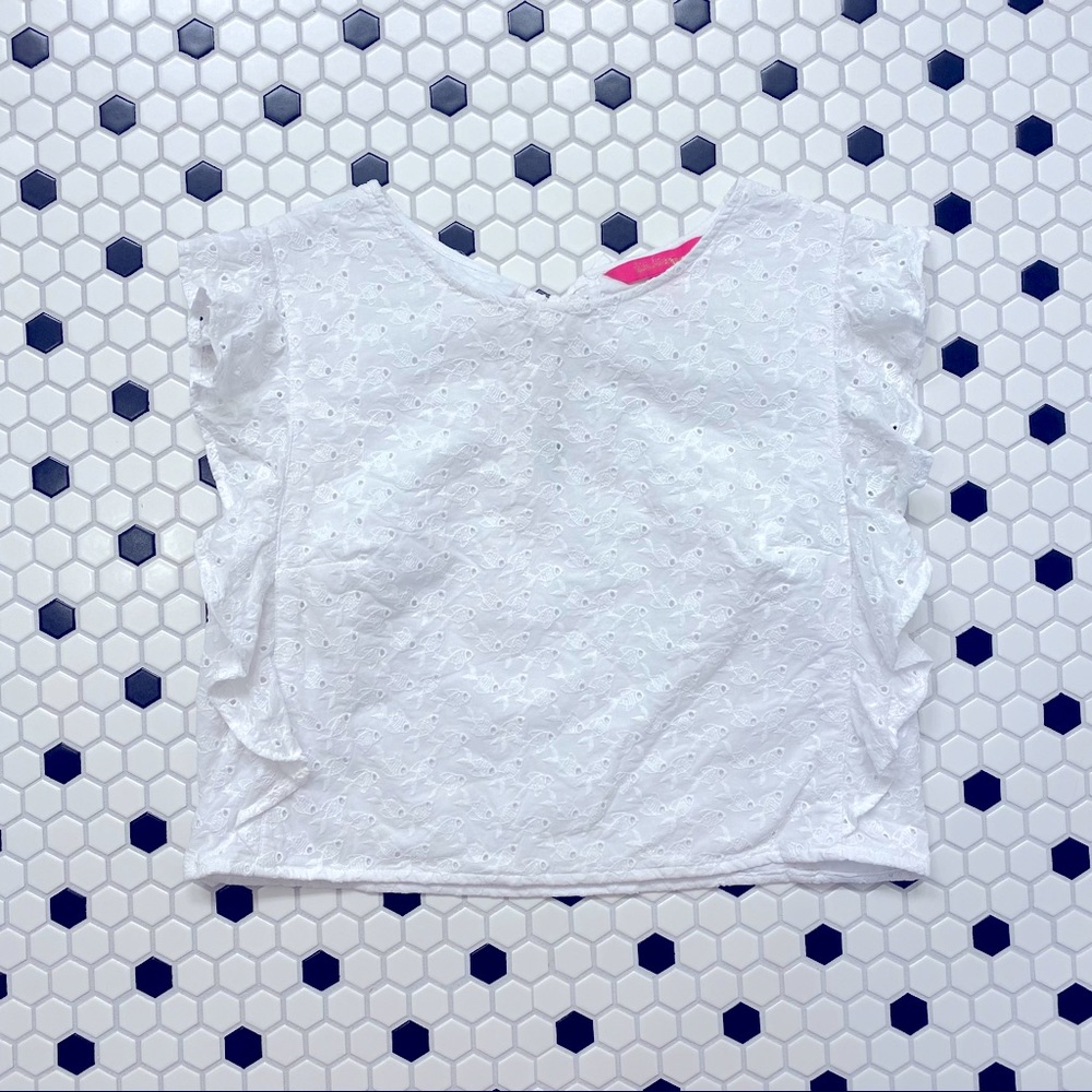 MOVING SALE 🚚 NWOT Lilly Pulitzer Alpinia White Fish Eyelet Ruffle Top